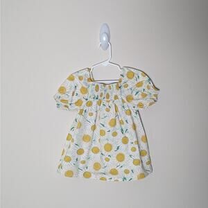 Zara Sunflower Smocked Dress Size 12/18m Green White Yellow